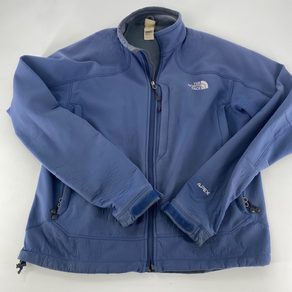 The North Face Apex Softshell Jacket Mens M Blue Full Zip Outdoor Hiking